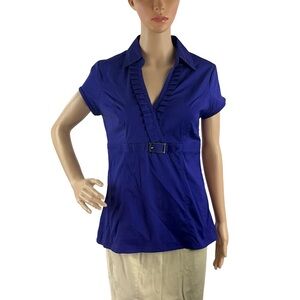 Express Design Studio Purple Ruffle Belted Blouse Size M